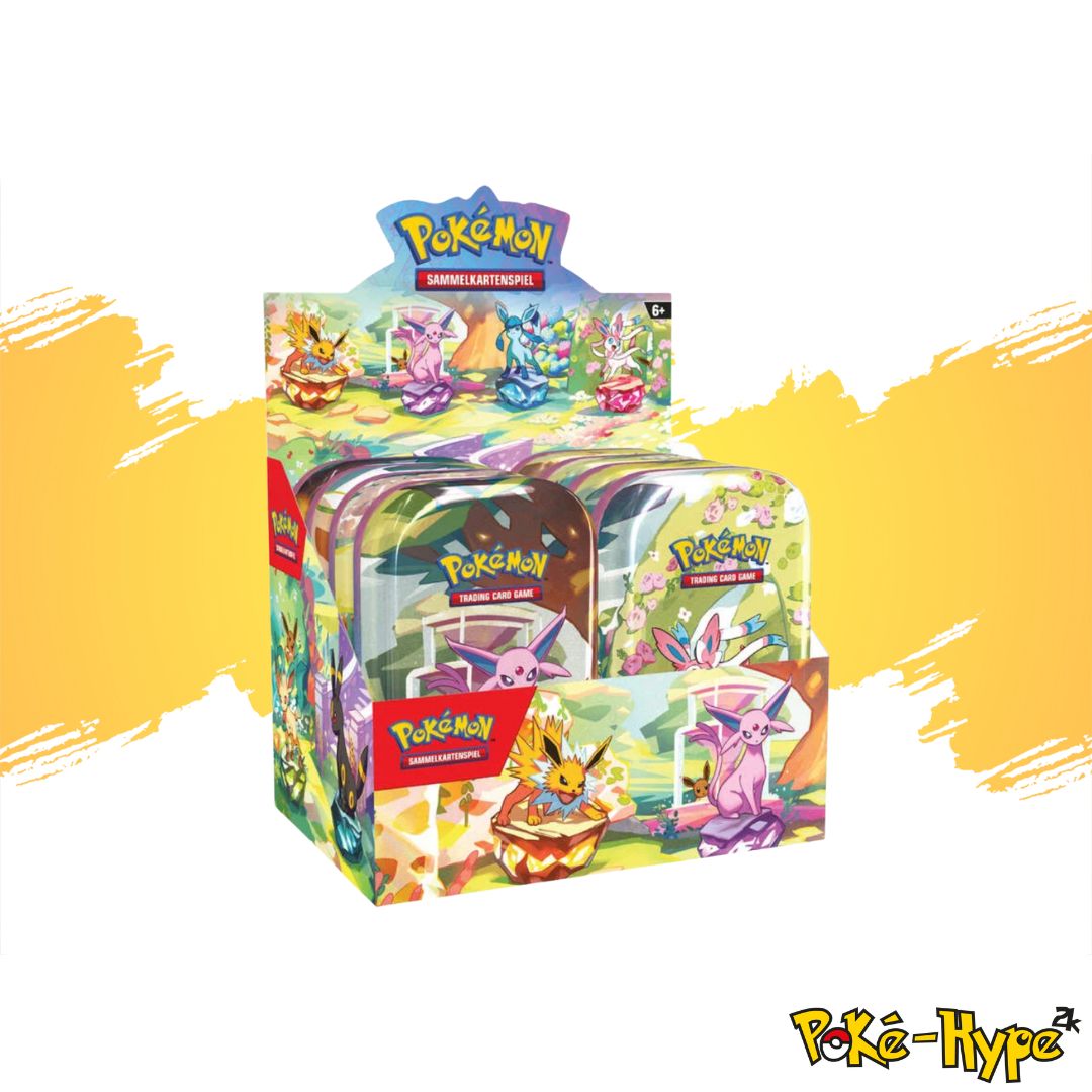 Pokémon TCG - KP8.5 Prismatische Entwicklungen Mini-Tin Display